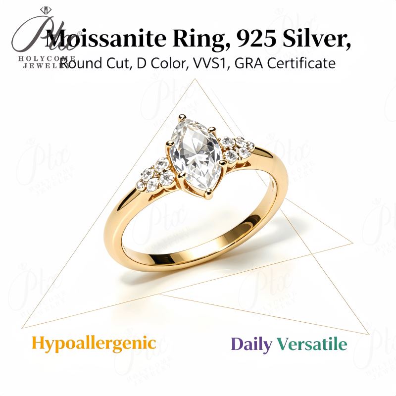 Cathedral Round Solitaire Moissanite Ring